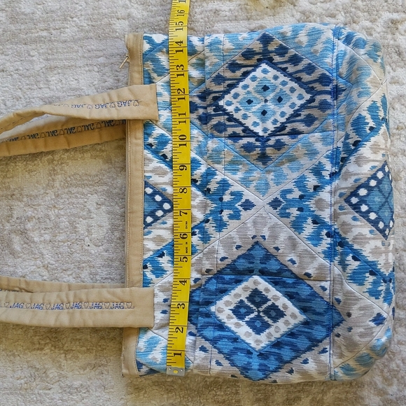 Homemade Waves Diamond Tote Beach Bag Blue Tan - Picture 14 of 16